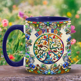 It's A Beautiful World Tree Of Life Peace Sign - Personalized Hippie Accent Mug