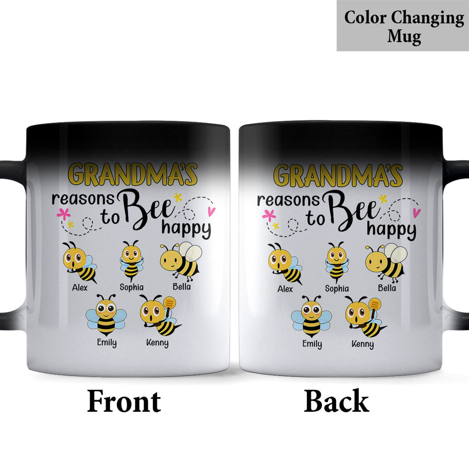Grandma's Reasons To Bee Happy - Personalized Bee Mug