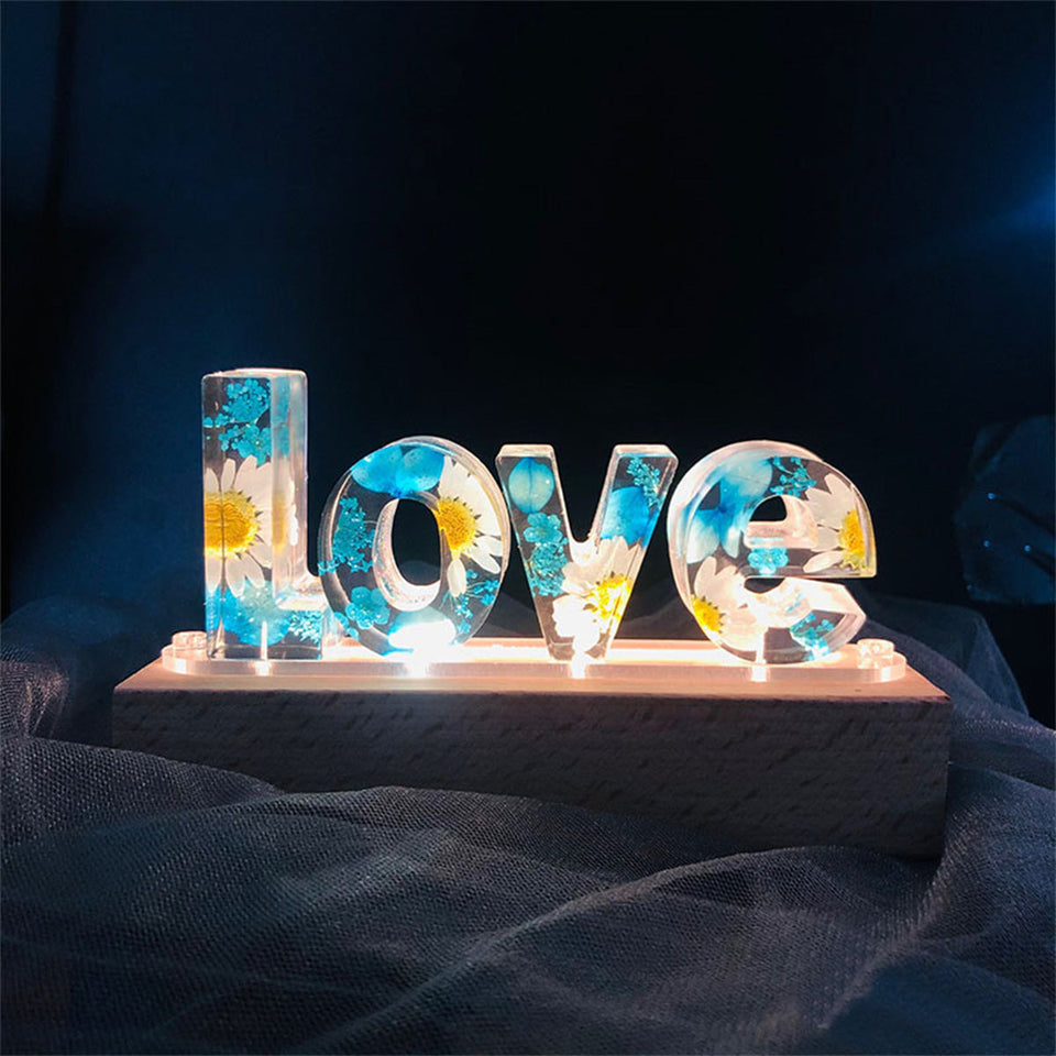 Mom Floral Resin Lamp - Personalized Mother Custom Name Lamp