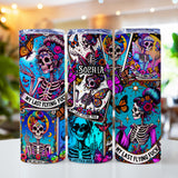 My Last Flying Fck - Personalized Skull Glow Skinny Tumbler