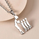 Mom With Children Custom Pendants Necklace - Mother Mom With Children Custom Pendants Necklace