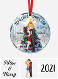 Together For Years - Personalized Couple Round Shaped Glass Ornament