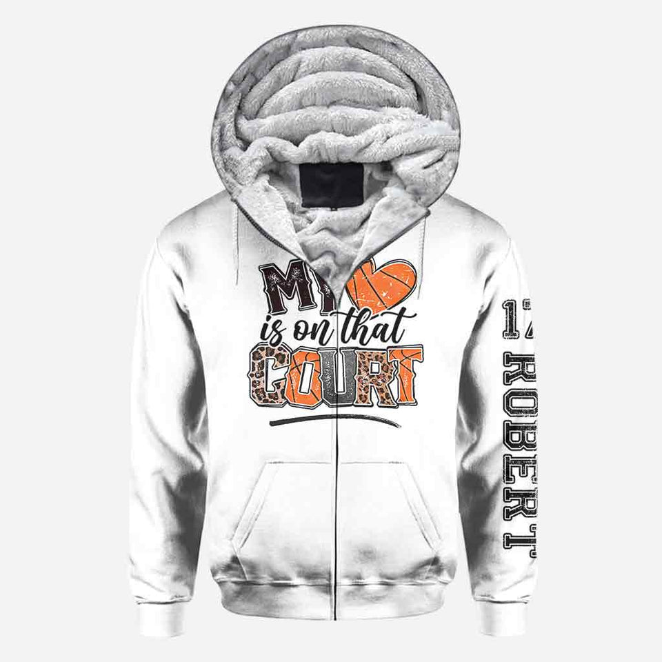 My Heart Is On That Court Basketball Mom - Personalized Basketball All Over Shirt