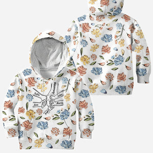 Mom's Love Hands Holding Pastel Floral - Personalized Mother All Over Shirt