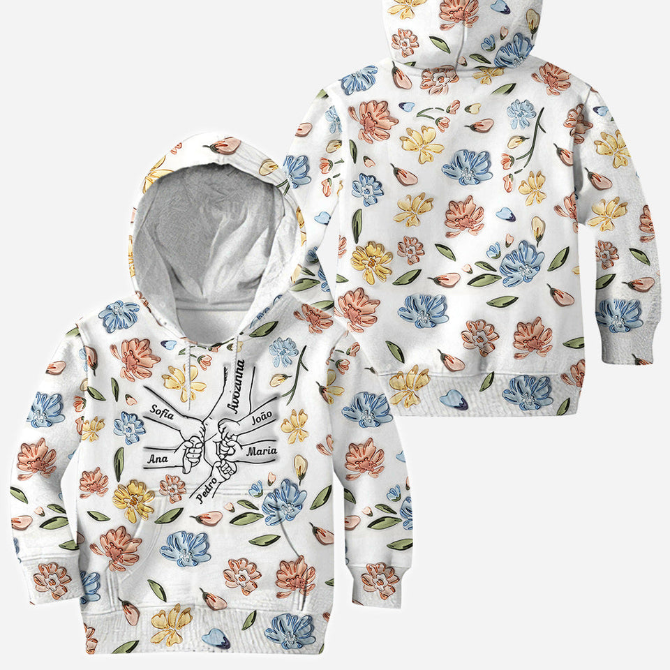 Mom's Love Hands Holding Pastel Floral - Personalized Mother All Over Shirt