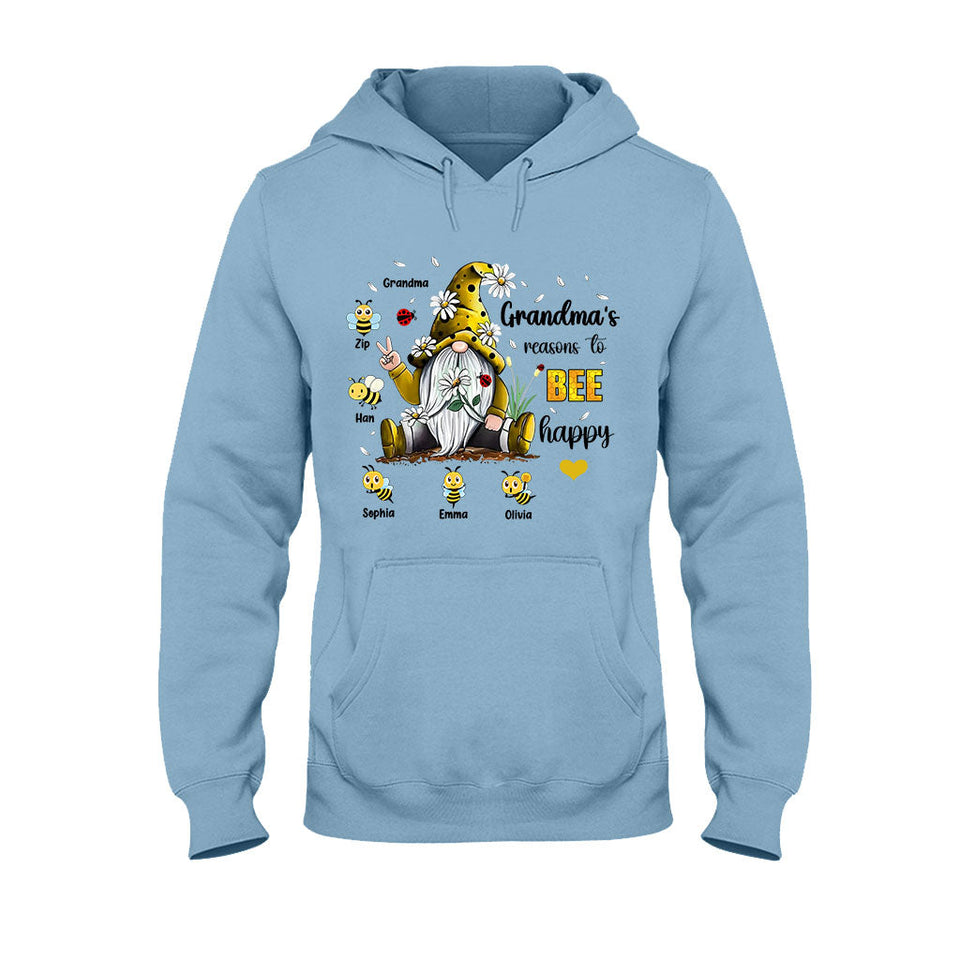 Grandma's Reasons To Bee Happy - Personalized Grandma T-shirt And Hoodie