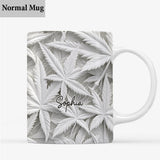 White Leaves - Personalized Weed Mug