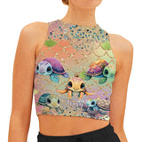 Salty Lil Beach Mermaid Scale - Personalized Turtle Crop Tank Top