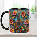 Vintage Hippie Guitar - Personalized Hippie Accent Mug