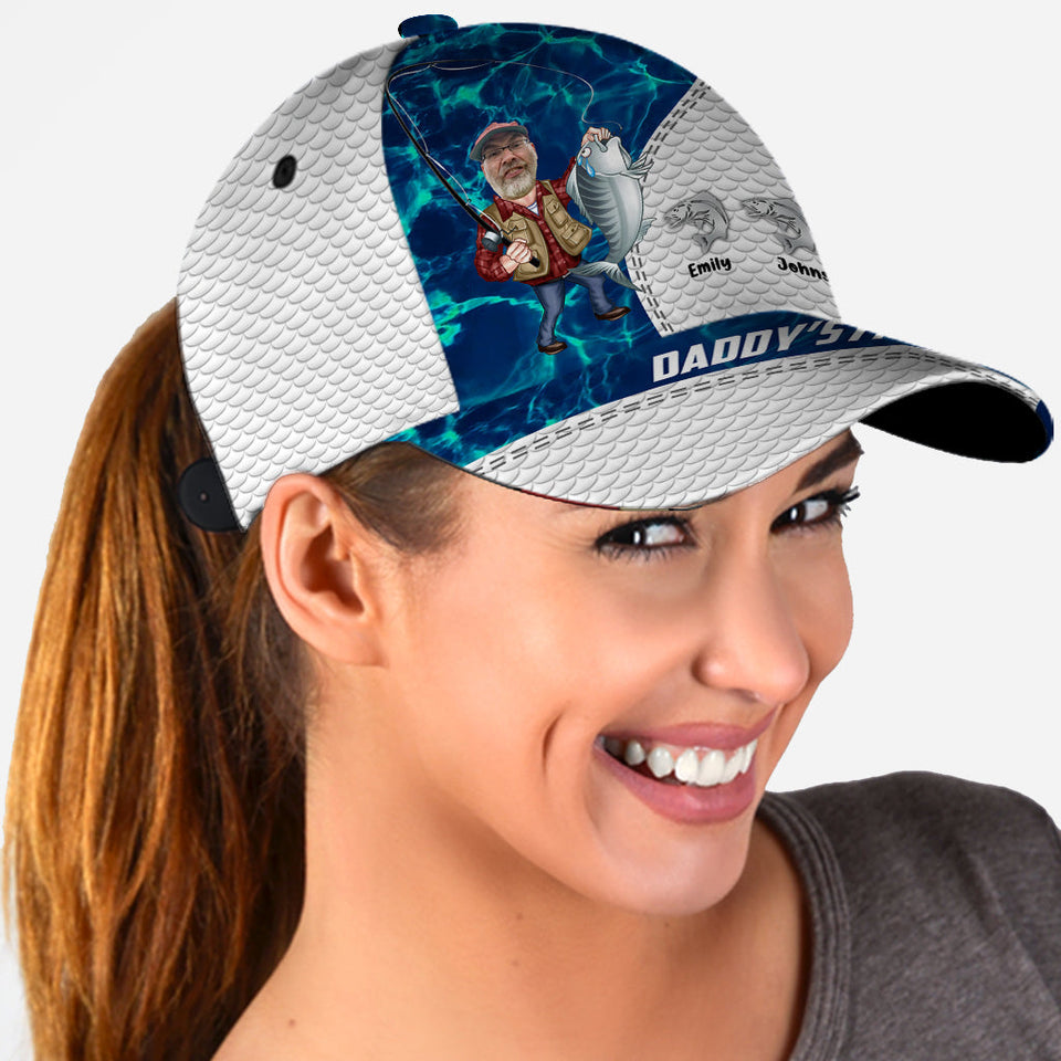 Reel Cool Dad American Flag Bass - Personalized Fishing Classic Cap