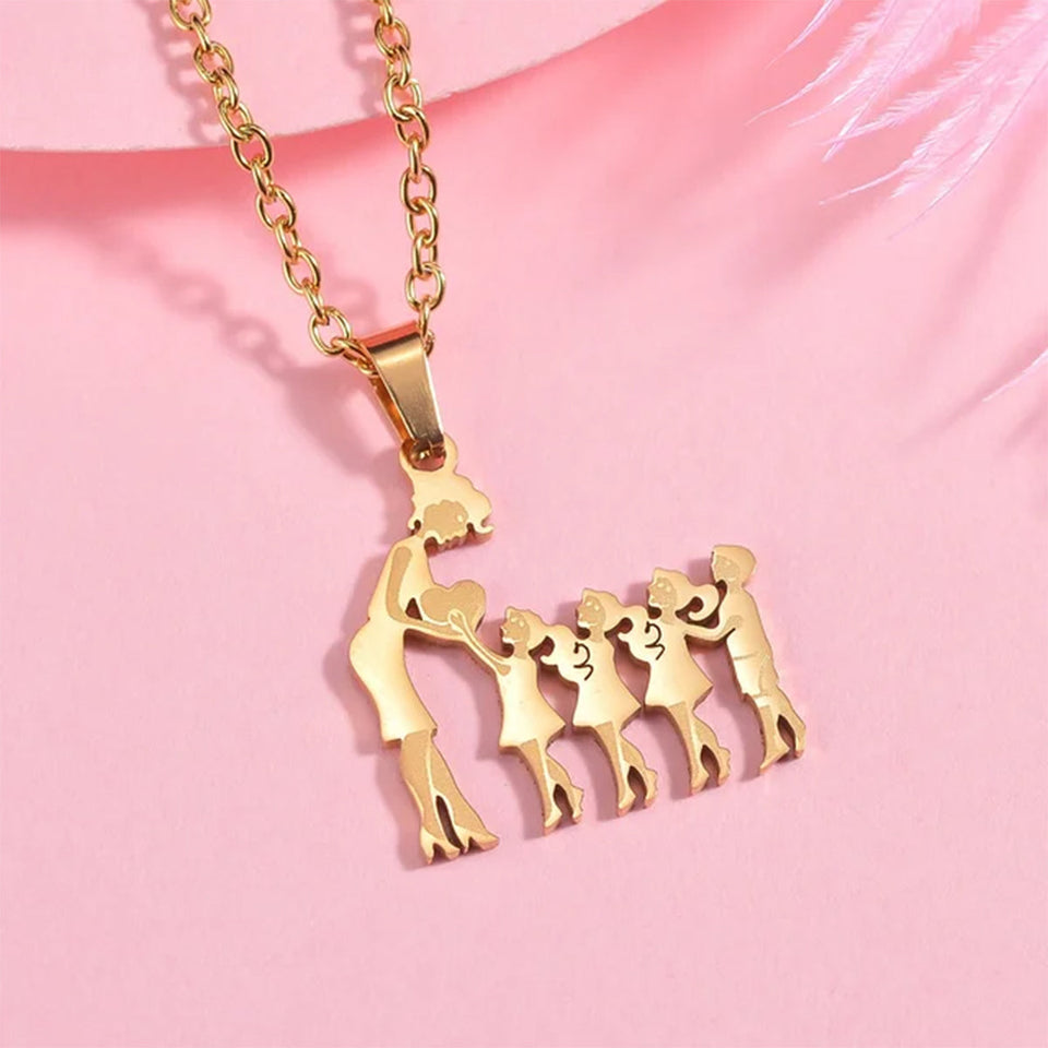 Mom With Children Custom Pendants Necklace - Mother Mom With Children Custom Pendants Necklace