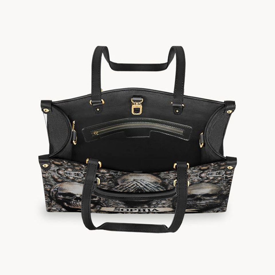 Three Wise Skulls - Personalized Skull Leather Handbag
