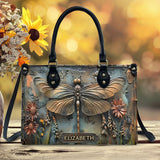Stunning Dragonfly - Personalized Dragonfly Leather Handbag