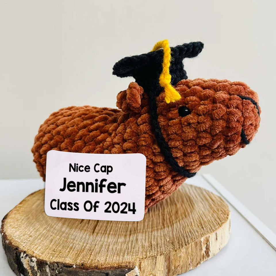 Nice Cap Graduate Capybara - Personalized Graduation Hand Knitted Figurine