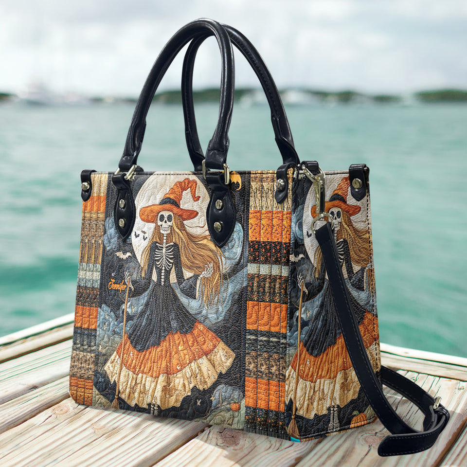 Beautiful Skull Witch - Personalized Witch Leather Handbag
