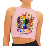 Be Kind Sign Language Rainbow Peace Sign - Personalized LGBT Support Crop Tank Top