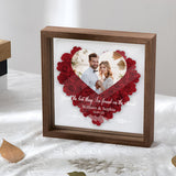 Custom Photo, Names, Date, Message And Soundwave - Personalized Couple Flower Shadow Box