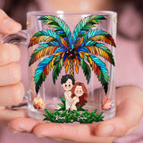 I Fcking Love You Palm Tree Happy Couple - Personalized Couple Glass Mug