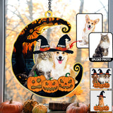 Cute Halloween Pets - Personalized Dog Window Hanging Suncatcher Ornament