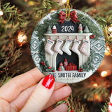 Fireplace Family Socks - Personalized Family Ceramic Circle Ornament
