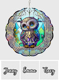 Cute Owl Stained Glass - Personalized Owl Wind Spinner