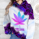 Purple Gradient Psychedelic Leaf - Personalized Weed All Over Shirt