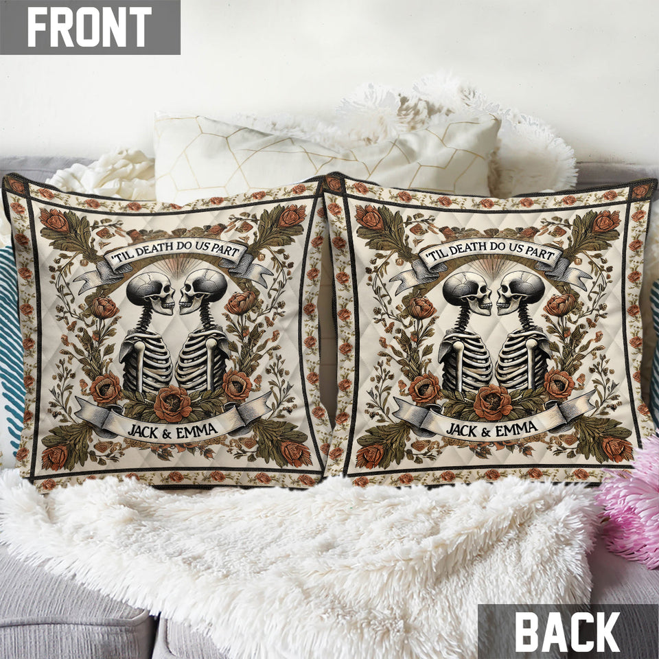 Till Death Do Us Part - Personalized Skull Throw Pillow