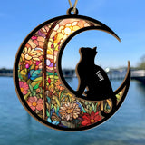 Stained Glass Pattern Cat Silhouette - Personalized Cat Suncatcher