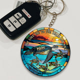 I Love You To The Beach And Back Turtle Mother And Children - Personalized Turtle Keychain