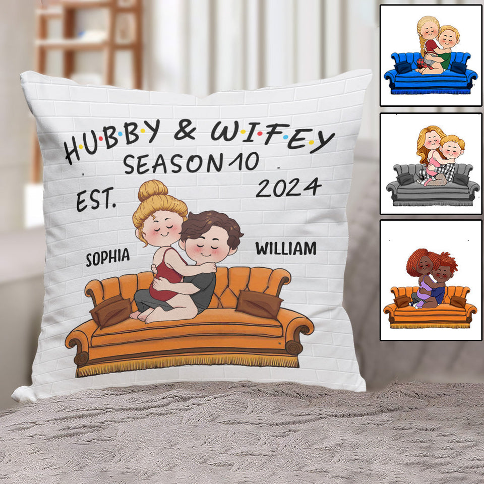 Hubby & Wifey - Personalized Husband And Wife Throw Pillow