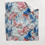 Pink And Blue Butterflies - Personalized Butterfly Blanket