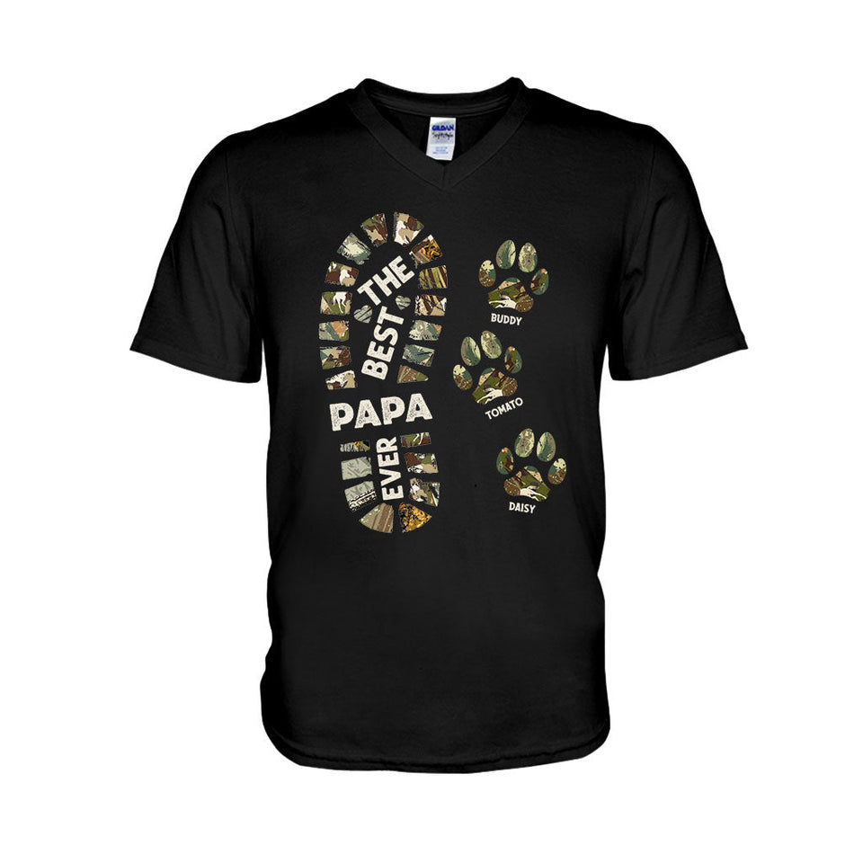 Dad Foot Print Paw Prints - Personalized Father T-shirt And Hoodie
