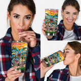 Under The Palm Tree Happy Couple - Personalized Couple Tumbler
