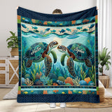 You & Me And The Sea - Personalized Turtle Blanket