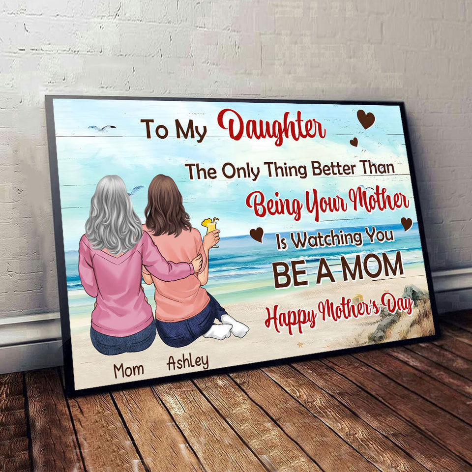 To My Daughter Vintage Tropical Sunset - Personalized Daughter Canvas And Poster