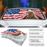 Funny Horse Independence Day - Personalized Horse Car Sunshade