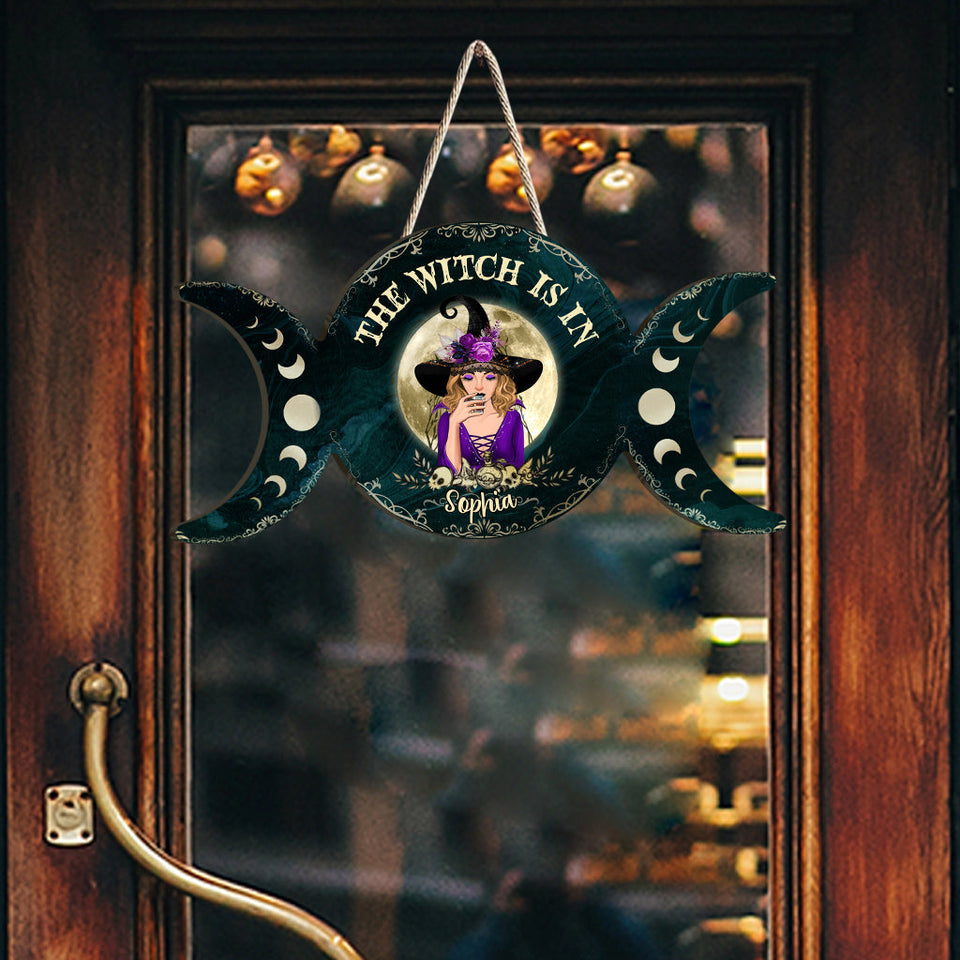 Triple Moon - Personalized Witch Custom Shaped Wood Sign