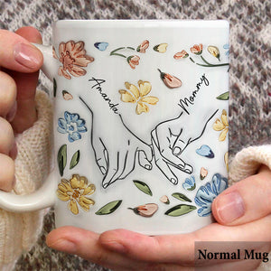 First My Mother Forever My Friend Pastel Floral Line Art Inflated - Personalized Mother Mug