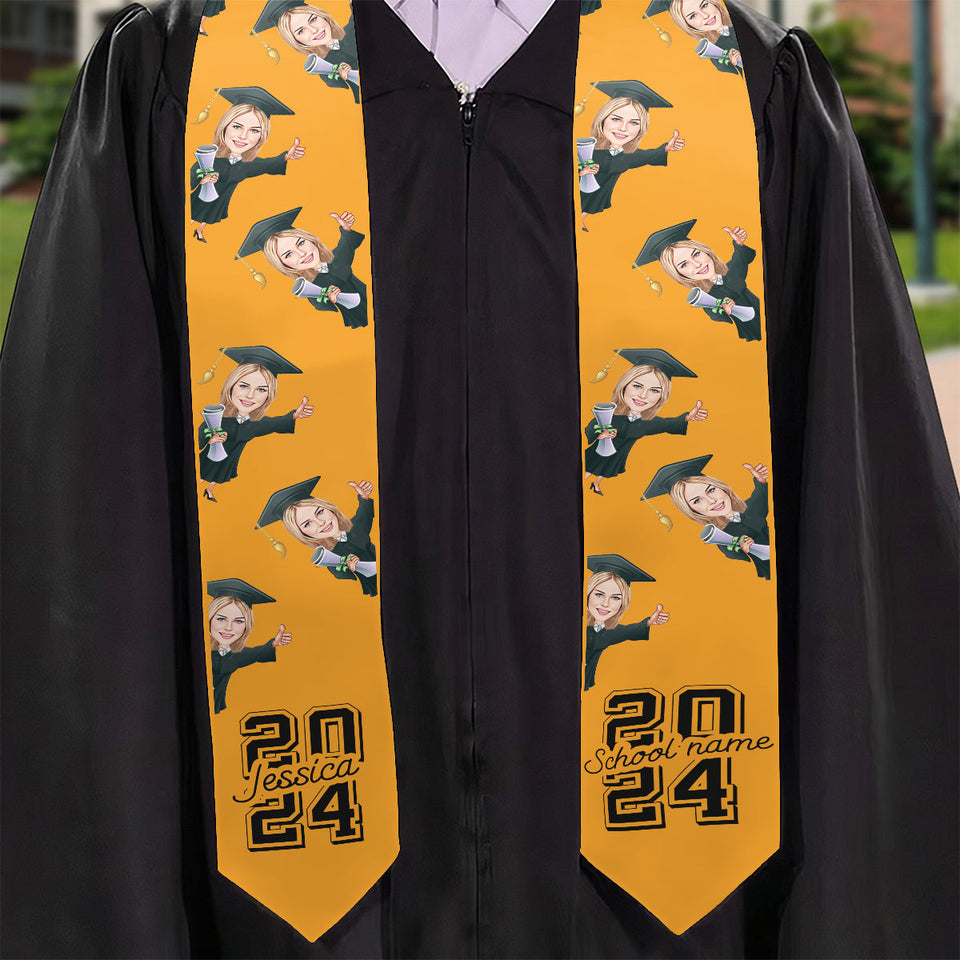 Caricature Funny Character - Personalized Graduation Graduation Stole