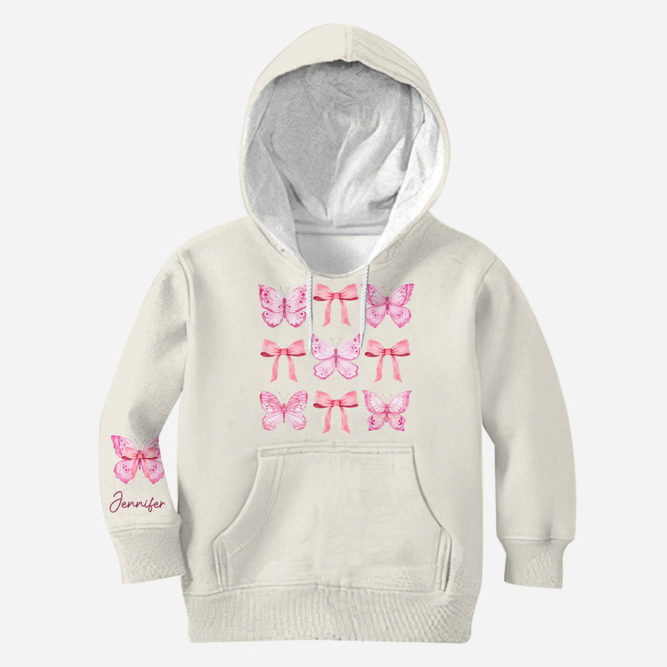 Pink Ribbon Coquette Bow Watercolor Butterfly - Personalized Butterfly All Over Shirt