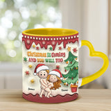 Christmas Is Coming - Personalized Couple Heart Handle Mug