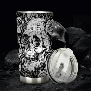 Shinny Grey Skull - Personalized Skull Tumbler