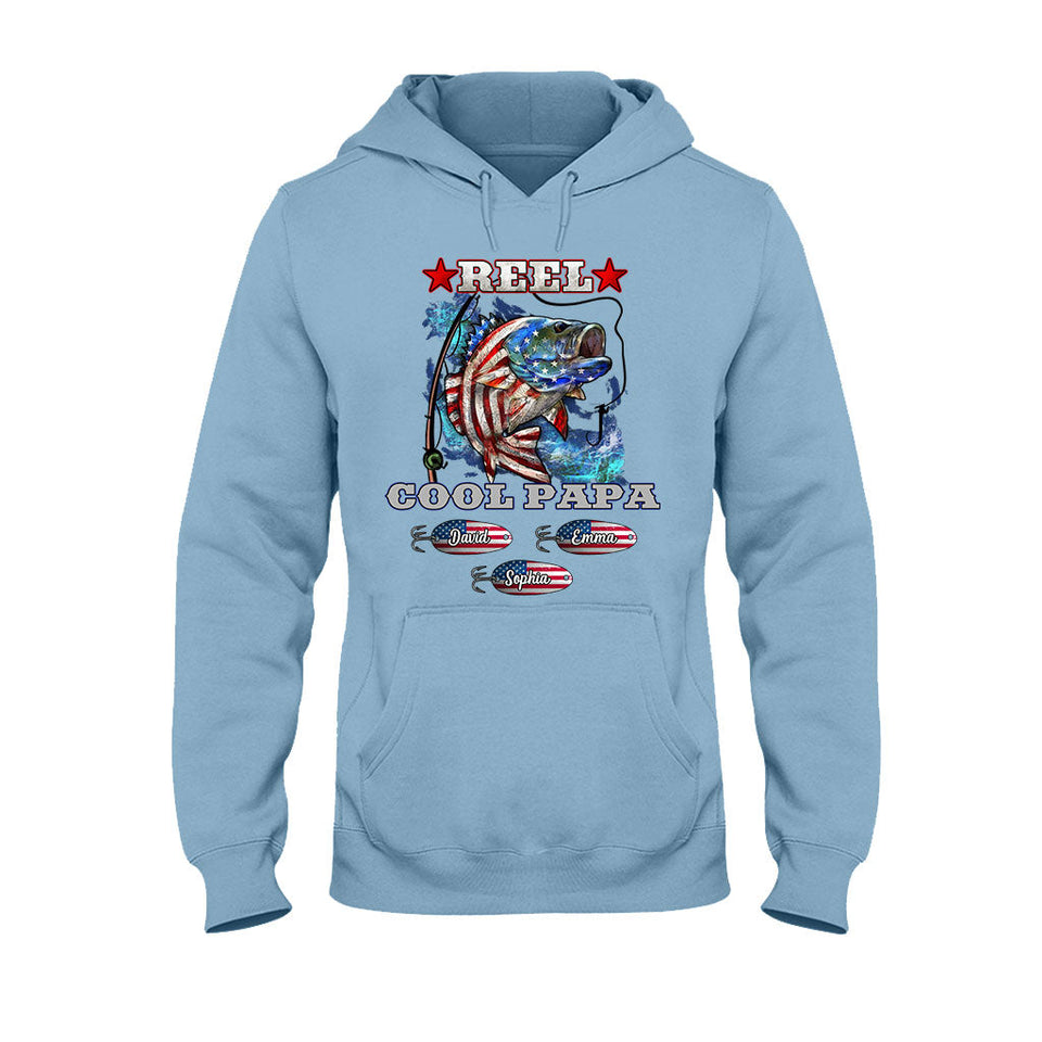 Reel Cool Papa Dad Uncle - Personalized Fishing T-shirt And Hoodie