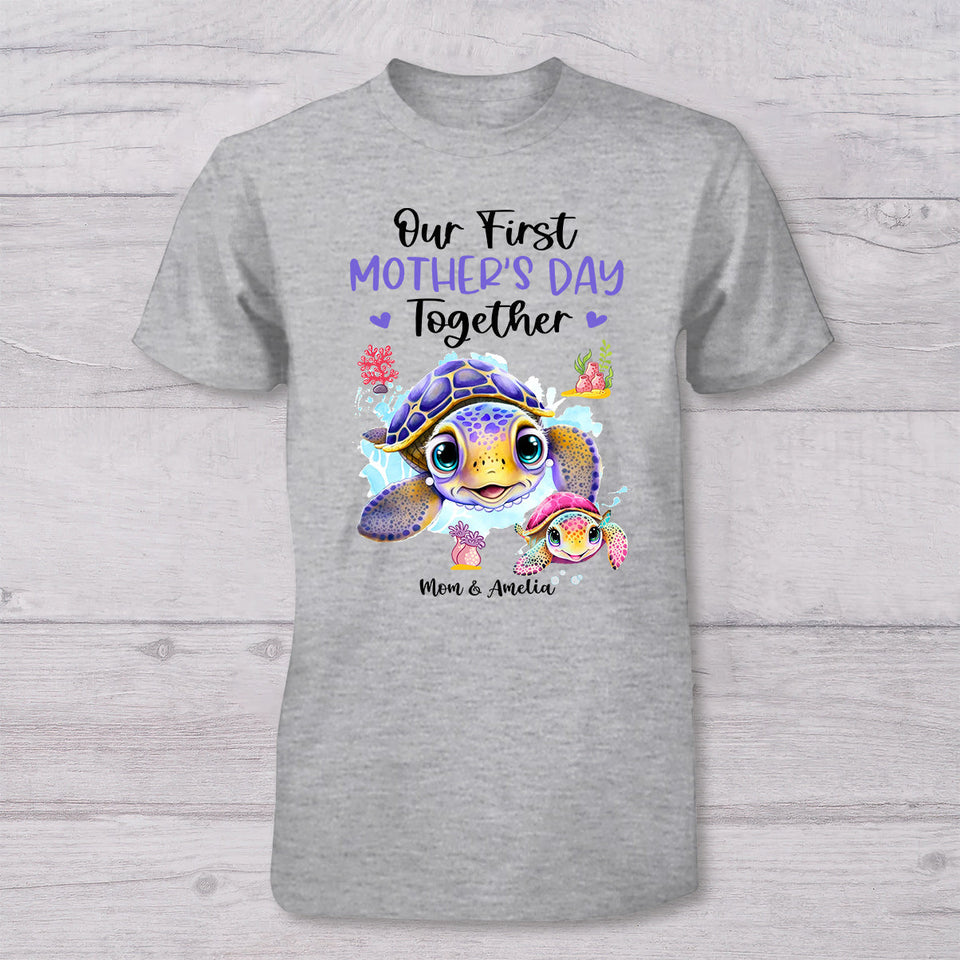 Our First Mother's Day Together - Personalized Mother T-shirt And Baby Onesie