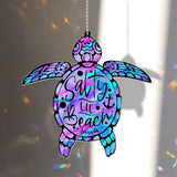 Salty Lil' Beach - Personalized Turtle Window Hanging Suncatcher Ornament