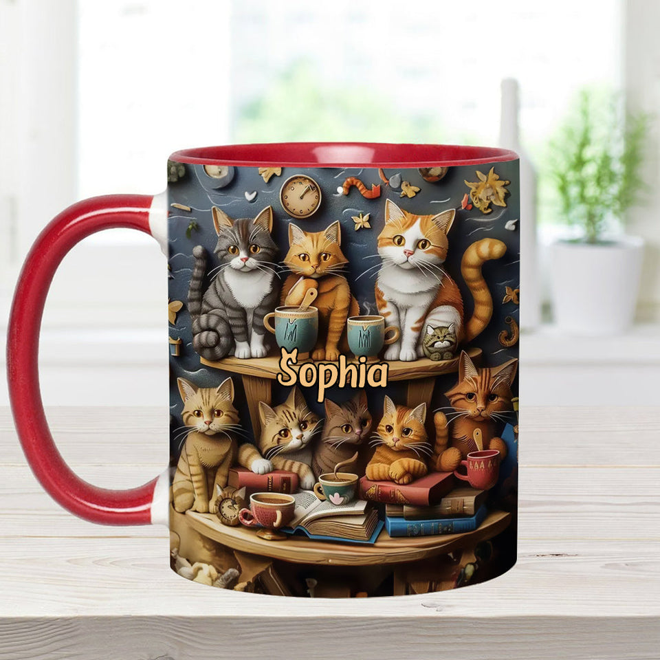 Just Love Cats Vintage Style - Personalized Cat Accent Mug