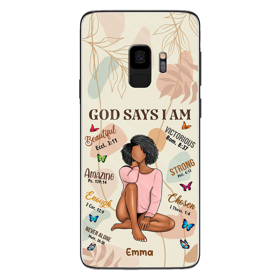 God Says I Am - Personalized African American Phone Case