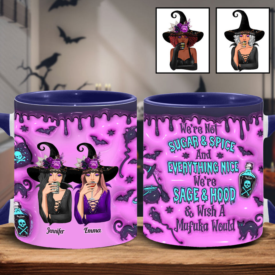 We're Not Sugar And Spice And Everything Nice Witch Best Friends - Personalized Bestie Accent Mug