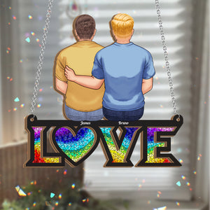 Love Is Love - Personalized LGBT Support 2 Layered Window Hanging Suncatcher