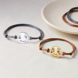 Round Pendant Bracelet With Birth Stones - Personalized Mother Round Pendant Bracelet
